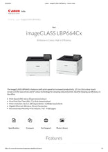 Load image into Gallery viewer, Canon imageCLASS LBP 664Cx Single Function Laser Colour Printer