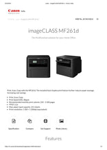 Load image into Gallery viewer, Canon Image Class MF 261D Multi Function Laser Monochrome Printer
